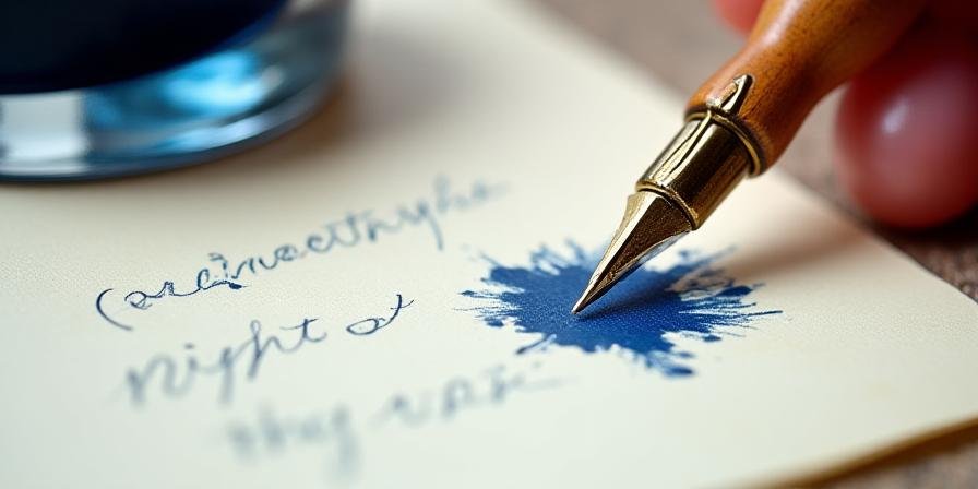 Close up of professional calligraphy ink and pen, representing the artisanal quality of our branding services